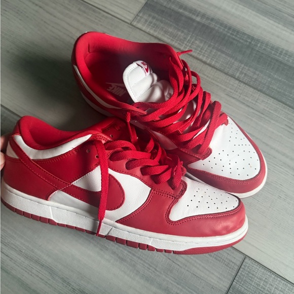 Nike Dunk Low Style Red & White Sneakers St John - Picture 7 of 8
